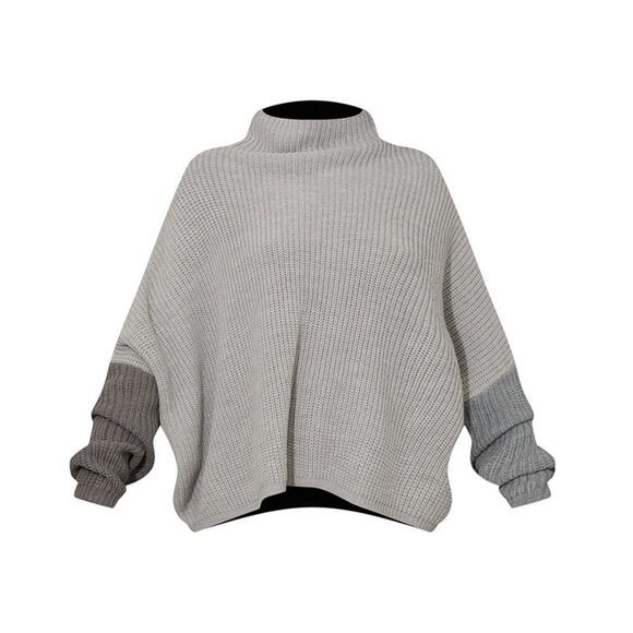 PrettyLittleThing Sz. M New Black/Gray Oversized Color Block Sweater - Picture 4 of 13